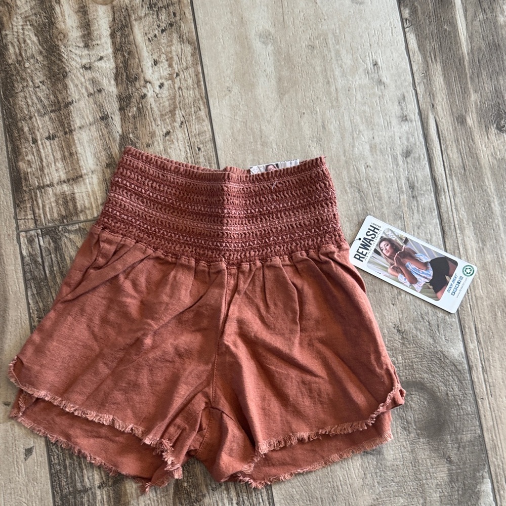 Rewash linen blend rust colored shorts